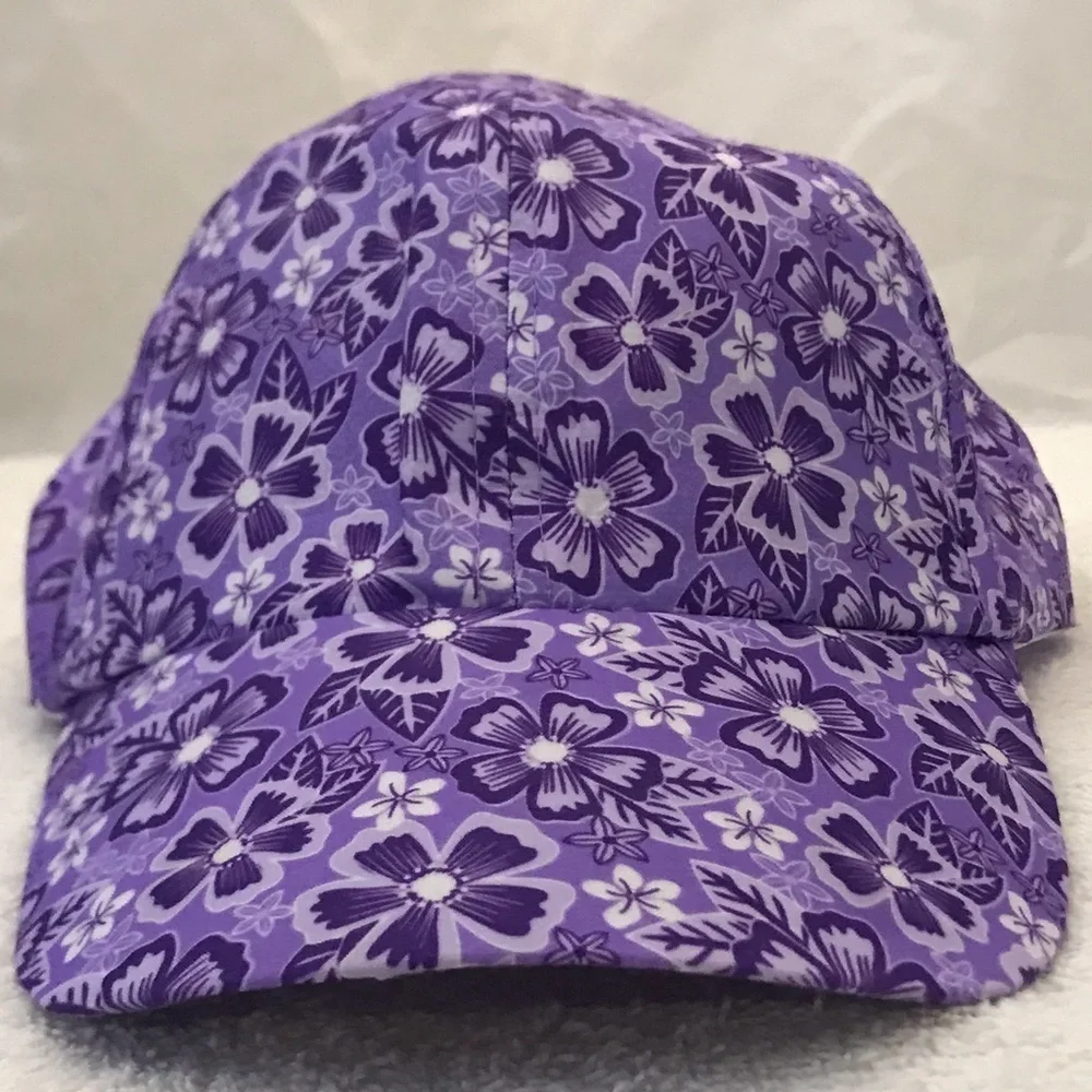 Girl's Adjustable Purple Floral Designer Hat